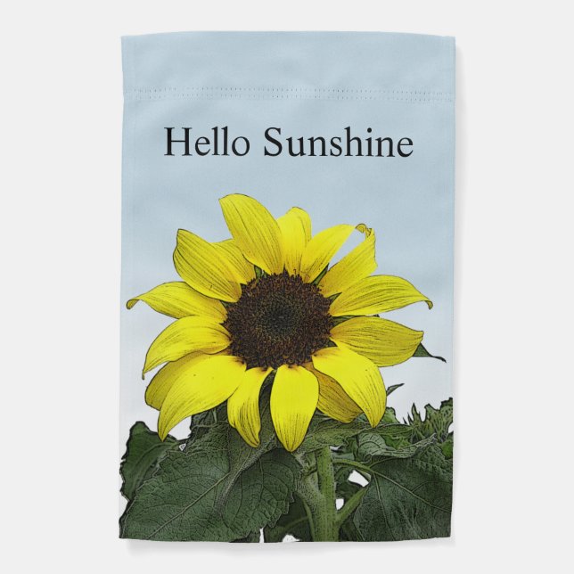 Sunflower on Blue Personalize Garden Flag (Front)