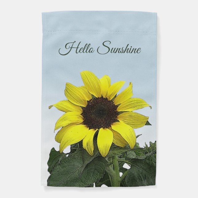 Sunflower on Blue Personalize Garden Flag (Front)