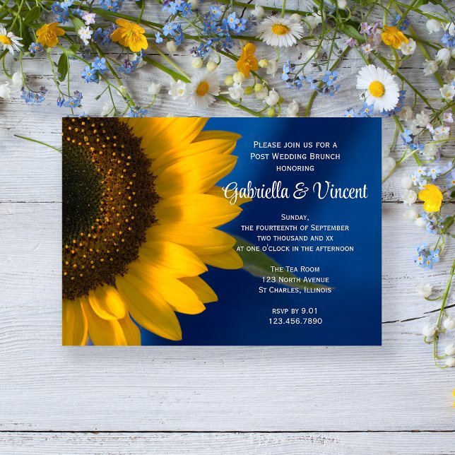 Sunflower on Blue Post Wedding Brunch Invitation (Creator Uploaded)