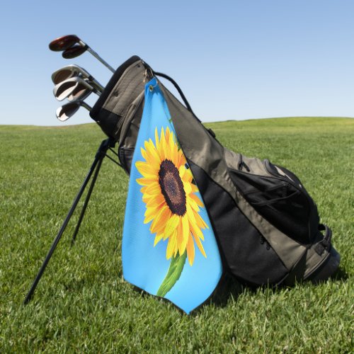 Sunflower on Blue Sky Golf Towel Summer