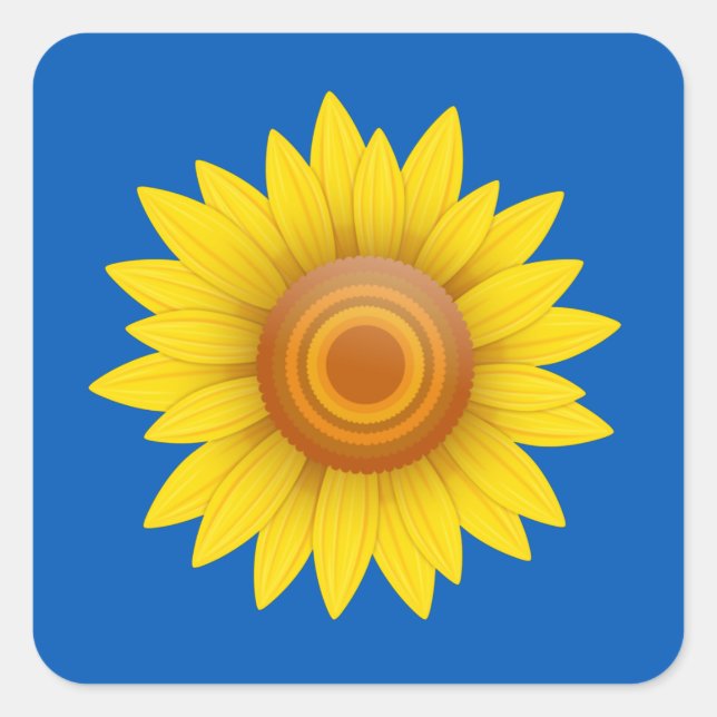 Sunflower on Blue Square Sticker (Front)