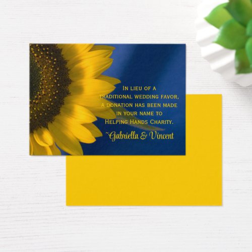 Sunflower on Blue Wedding Charity Favor Card Business Card Templates