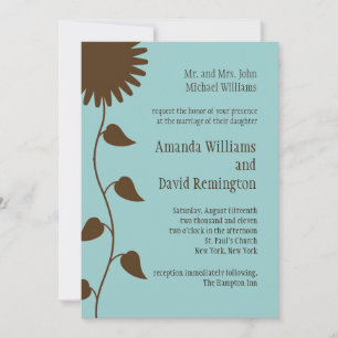 Sunflower on Blue Wedding Invitation