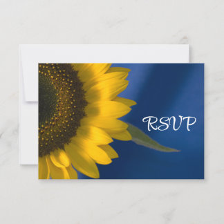 Sunflower on Blue Wedding RSVP Card