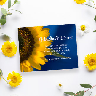 Sunflower on Blue Wedding Save the Date