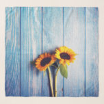 Sunflower on Blue Wood Wall Scarf