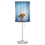 Sunflower on Blue Wood Wall Table Lamp