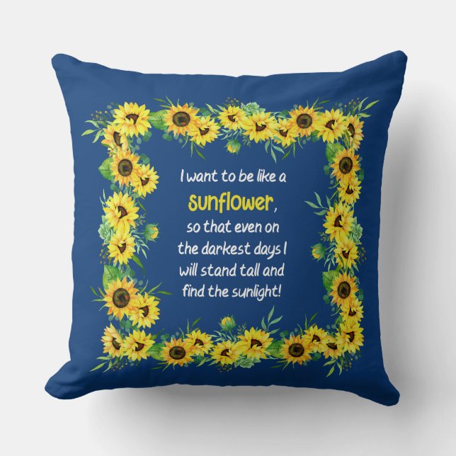 Sunflower on Dark Blue Pillow  (Front)