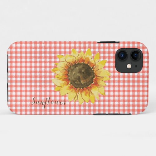 Sunflower on Gingham  iPhone 11 Case