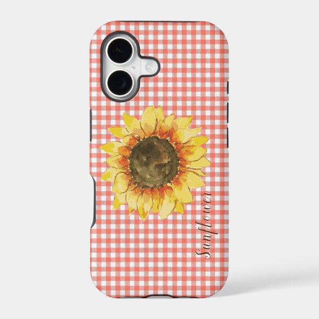 Sunflower on Gingham  Iphone Case (Back)