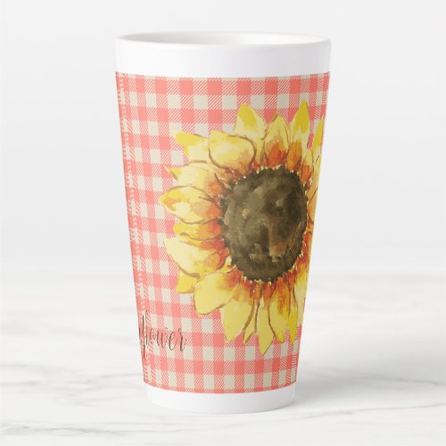 Sunflower on Gingham Latte Mug