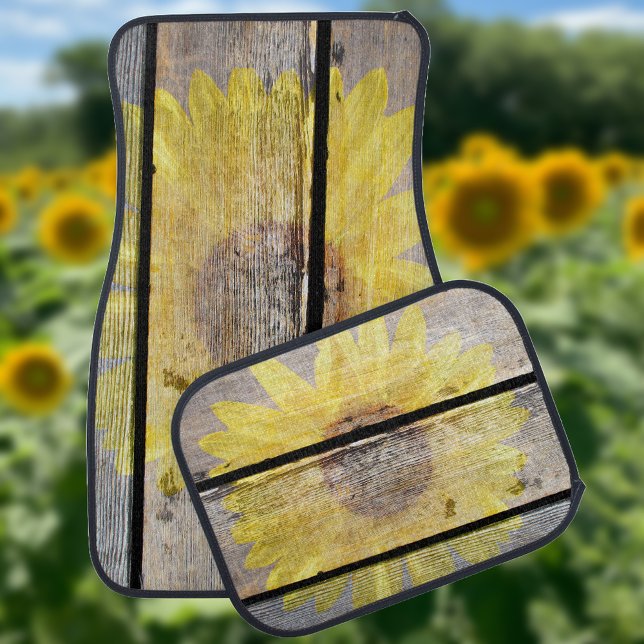 Sunflower On Old Wood Car Mat (Creator Uploaded)
