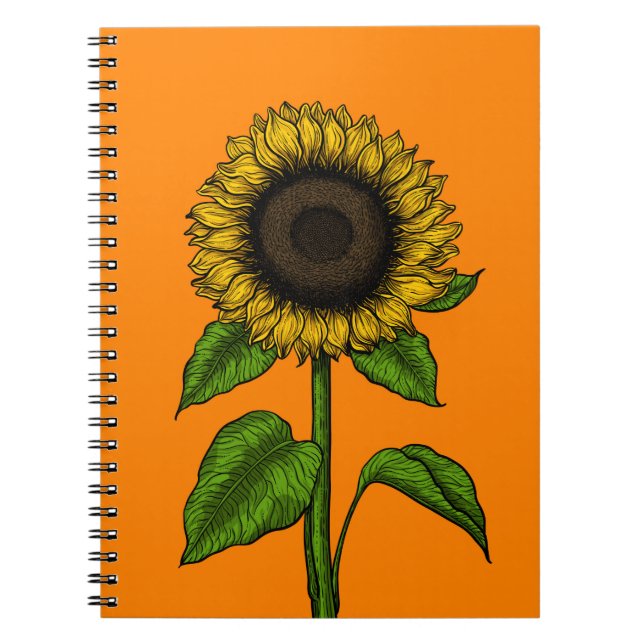 Sunflower on orange notebook (Front)