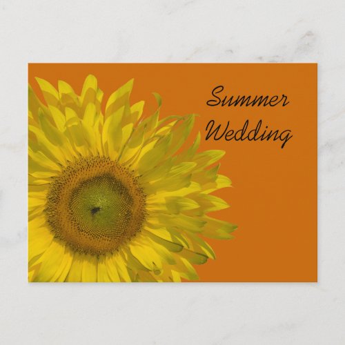 Sunflower on Orange Summer Wedding Announcement