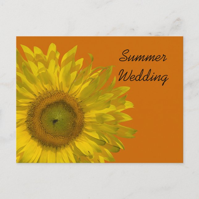 Sunflower on Orange Summer Wedding Announcement (Front)