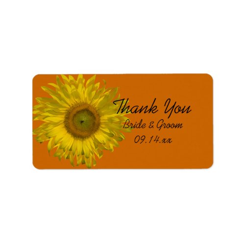 Sunflower on Orange Wedding Thank You Favor Tags