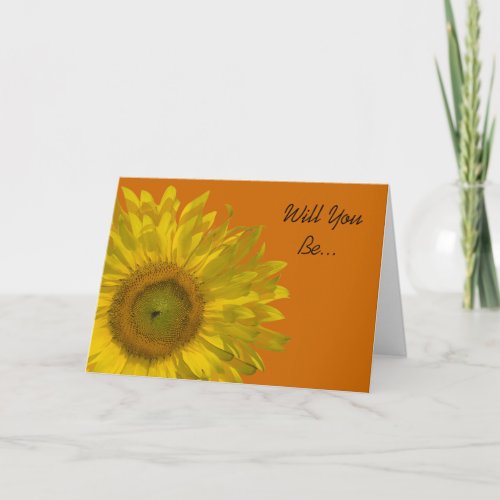 Sunflower on Orange Will You Be My Bridesmaid Invitation