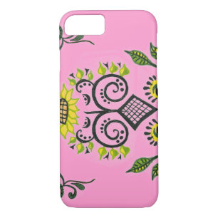 Sunflower on Pink Folk Pattern by Alexandra Cook iPhone 8/7 Case