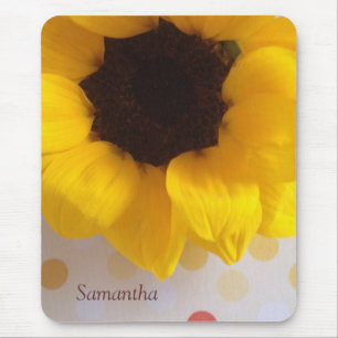 sunflower on polka dots mousepad
