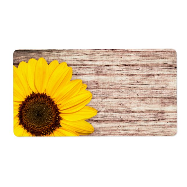 Sunflower on rustic barn wood blank label (Front)