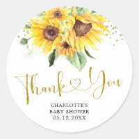 Sunflower on the way Baby Shower Thank You Sticker