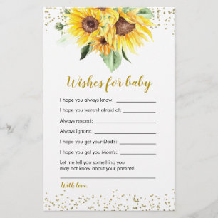 Sunflower on the way Baby Shower Wishes for Baby