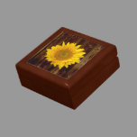 Sunflower on Vintage Barn Wood Country Gift Box