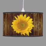 Sunflower on Vintage Barn Wood Country Hanging Lamp