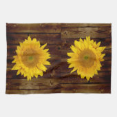 Sunflower on Vintage Barn Wood Country Kitchen Towel (Horizontal)