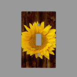 Sunflower on Vintage Barn Wood Country Light Switch Cover