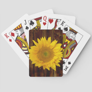 Sunflower on Vintage Barn Wood Country Poker Cards