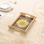 Sunflower on Vintage Barn Wood Country Serving Tray (Front)