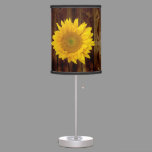 Sunflower on Vintage Barn Wood Country Table Lamp