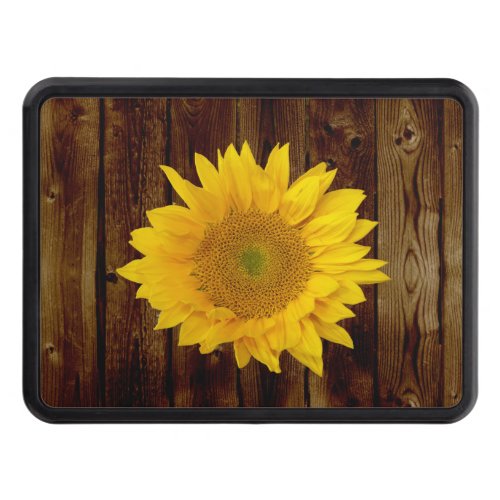 Sunflower on Vintage Barn Wood Country Trailer Hitch Cover