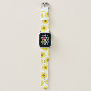 Sunflower On White Apple Watch Band
