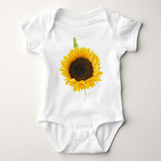 Sunflower On White Background Baby Bodysuit (Front)