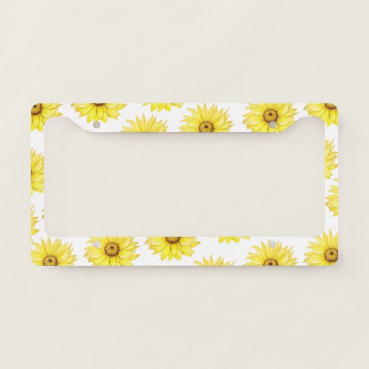 Sunflower On White License Plate Frame | Zazzle.com