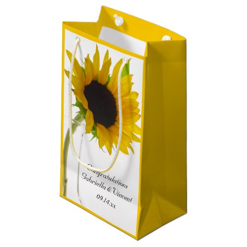 Sunflower on White Wedding Congratulations Small Gift Bag
