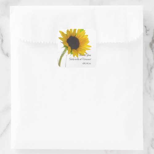 Sunflower on White Wedding Thank You Favor Tags
