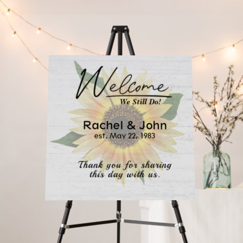 Sunflower On White Wood Vow Renewal  Foam Board