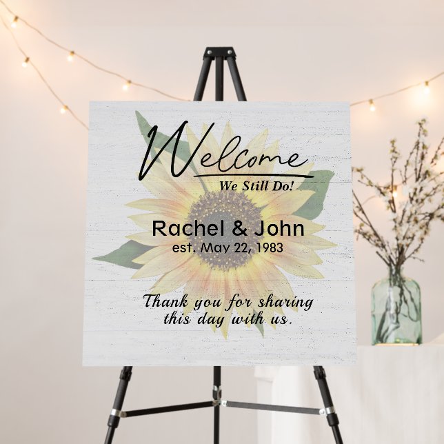 Sunflower On White Wood Vow Renewal  Foam Board (In Situ (Stand))