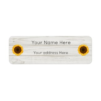 Sunflower on Wood Return Address Label