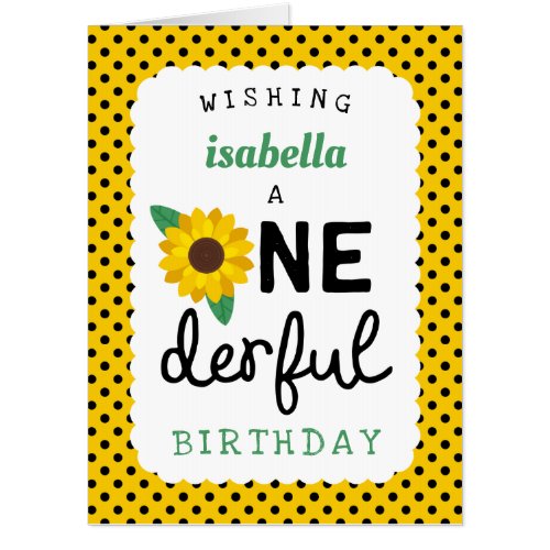 Sunflower Onederful Birthday 1st Birthday Card