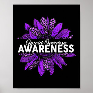 Sunflower Opioid Overdose Awareness Purple Ribbon  Poster