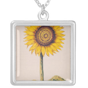 Sunflower or Helianthus Silver Plated Necklace