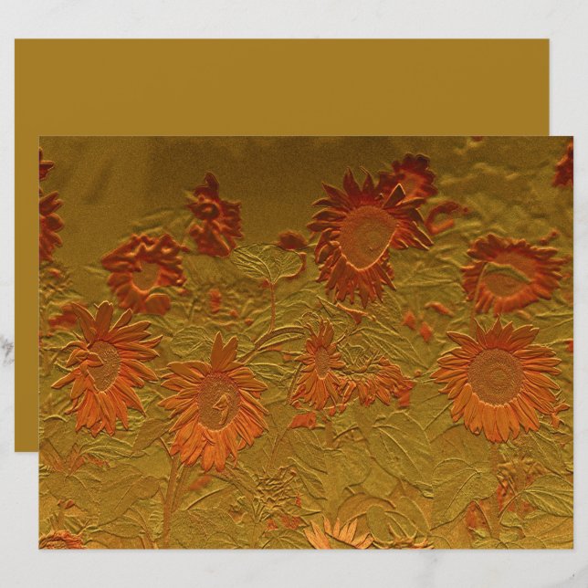 Sunflower Orange Gold Floral Art Design Decoupage (Front/Back)