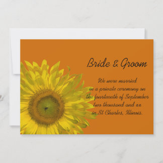 Sunflower Orange Marriage / Elopement Announcement