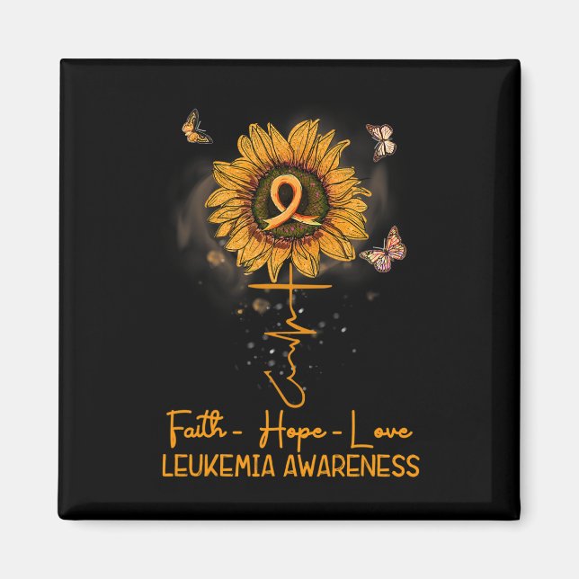 Sunflower Orange Ribbon Christian Leukemia Awarene Magnet (Front)