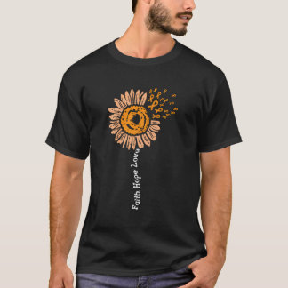 Sunflower Orange Ribbon Faith Hope Love Leukemia A T-Shirt