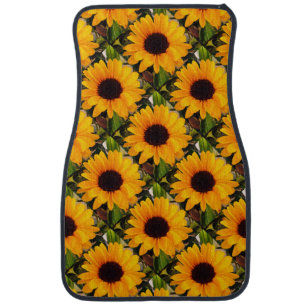 Sunflower Orange Yellow Black 4Olivia Car Floor Mat
